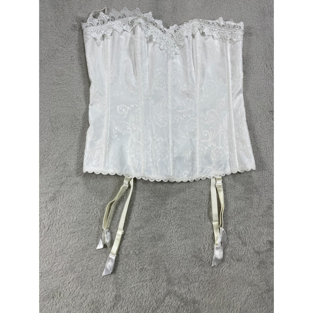 Vintage‎ 90s Frederick's of Hollywood Bustier Corset Womens 38 White Floral